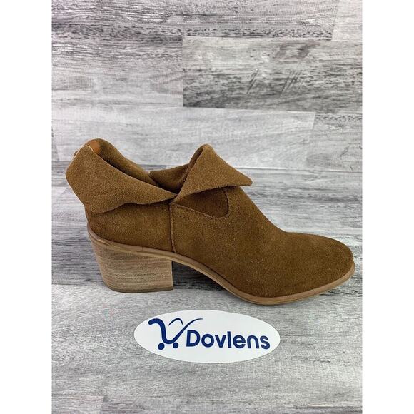 BP Women's Size 6.5M Brice Notched Brown Leather Foldover Ankle Booties - Picture 5 of 8